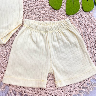 Conj. Body m/curta e Short Canelado - Amarelo 